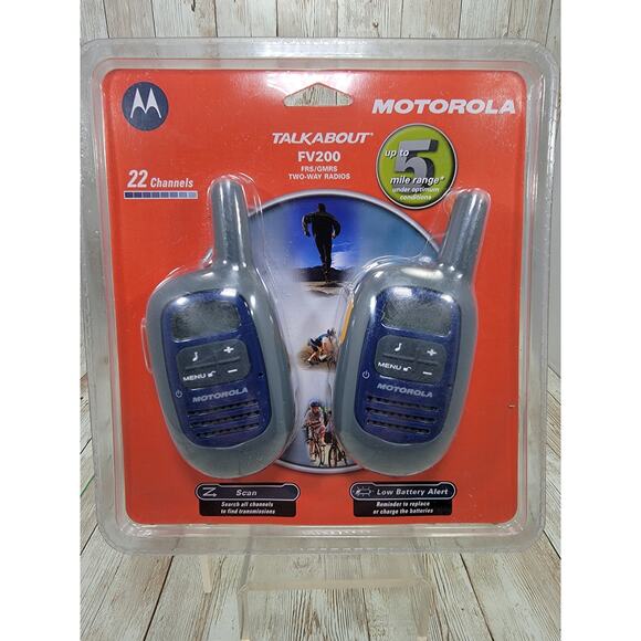 Motorola Talkabout FV200 2-Way Radios Walkie Talkies Gray 22 Channels New Sealed - Picture 1 of 7
